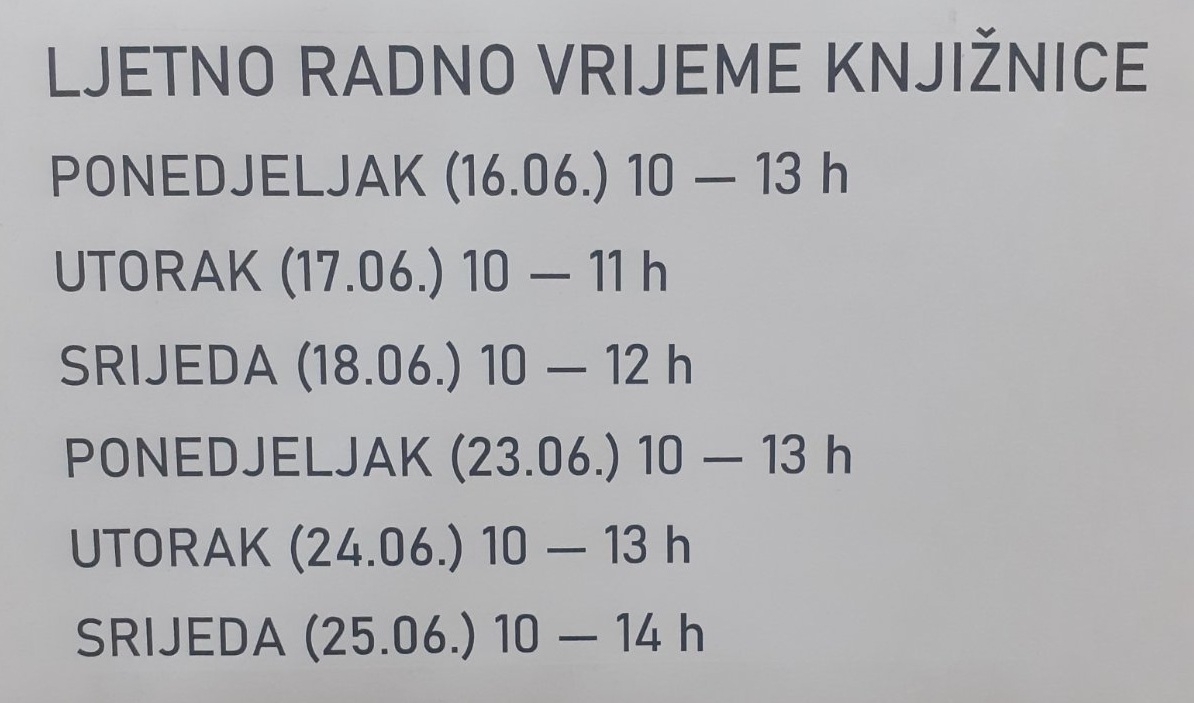 radno vrijeme knjižnice